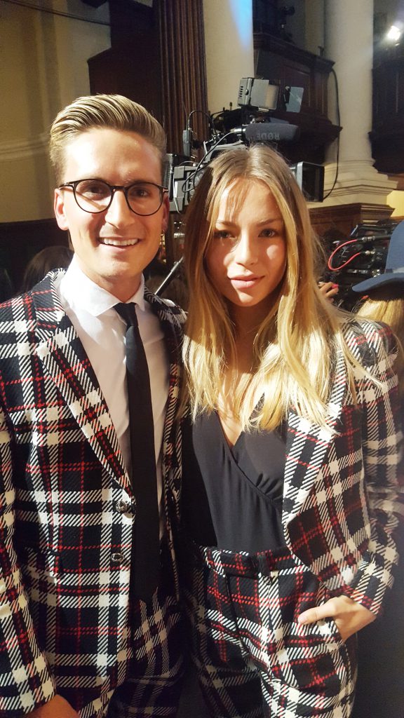 Oliver Proudlock and Emma Connolly at Joshua Kane SS17 Show Langtry