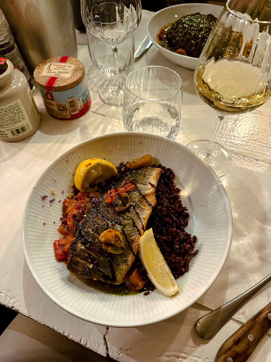 a fish dinner in Haute Savoie Mont Blanc