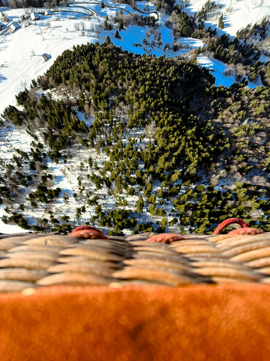 looking down from a hot air balloon in Haute Savoie Mont Blanc